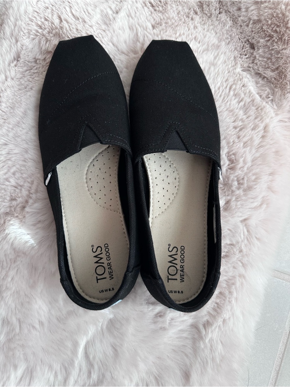 TOMS Black Canvas Women's Slip-On Moccasins